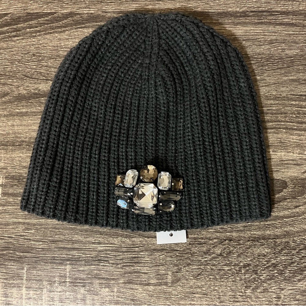 Ann Taylor Embellished Grey Knit Beanie